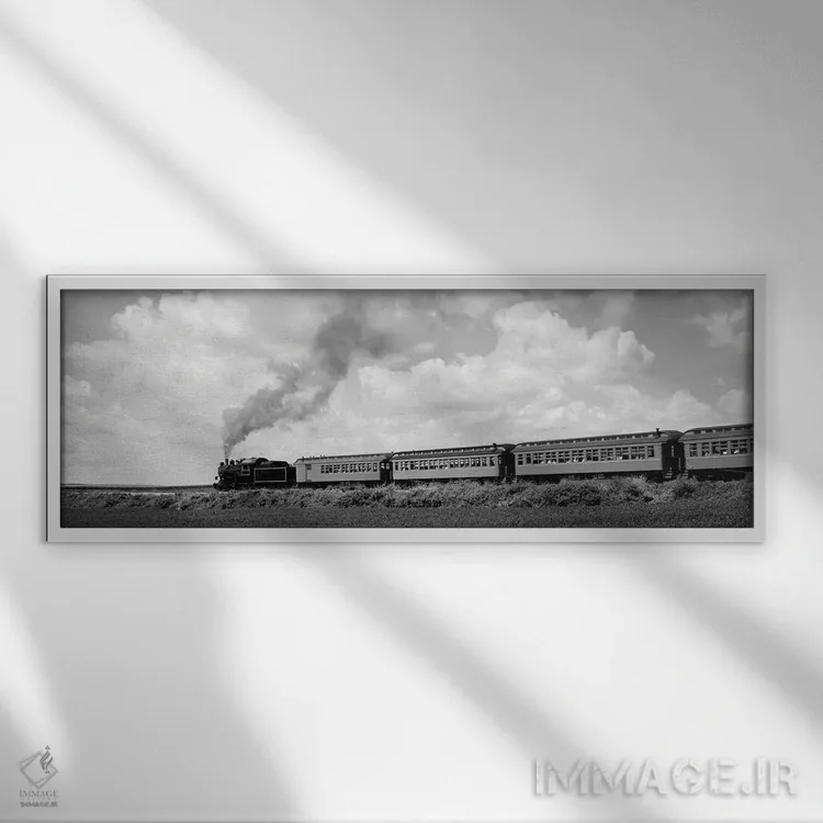 تابلو دکوراتیو قطار در حال حرکت روی ریل، استراسبورگ، لنکستر، پنسیلوانی… اثر پانورامیک ایمجز - نمای قابدار سفید