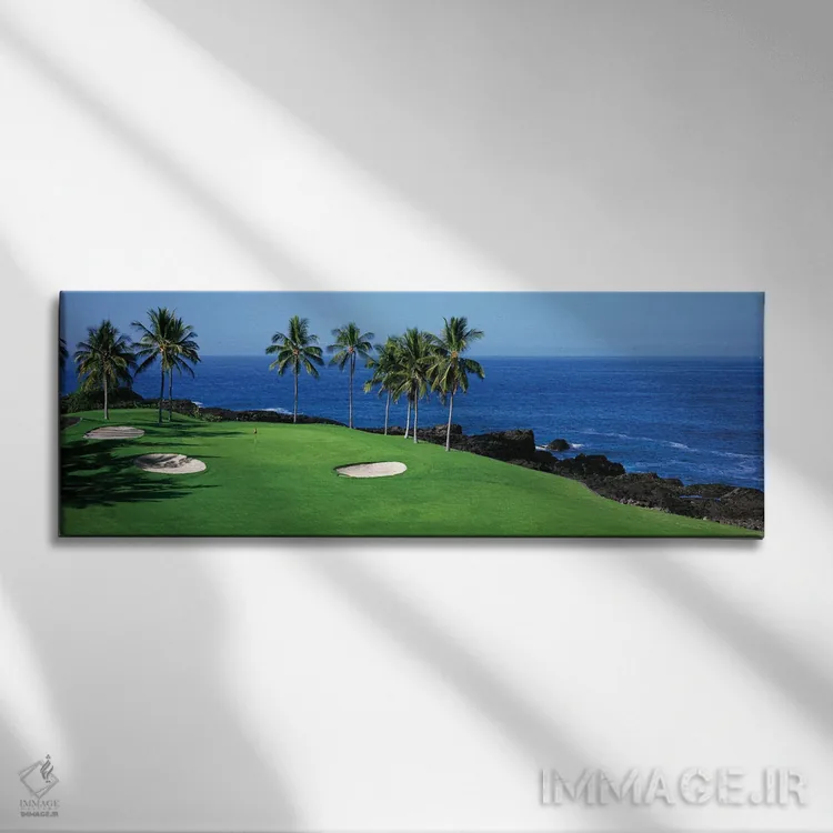 تابلو دکوراتیو زمین گلف کنار اقیانوس، کونا کانتری کلاب، کایلوآ کونا، ه… اثر پانورامیک ایمجز - نمای روبهرو روی دیوار