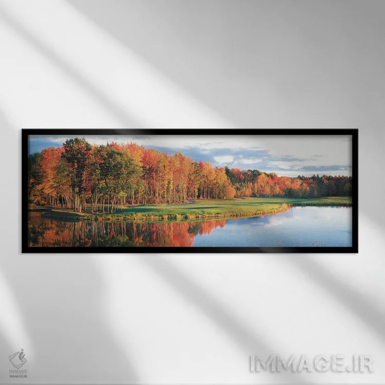 تابلو دکوراتیو زمین گلف پاییزی، نیو انگلند، ایالات متحده آمریکا اثر پانورامیک ایمجز - نمای قابدار مشکی