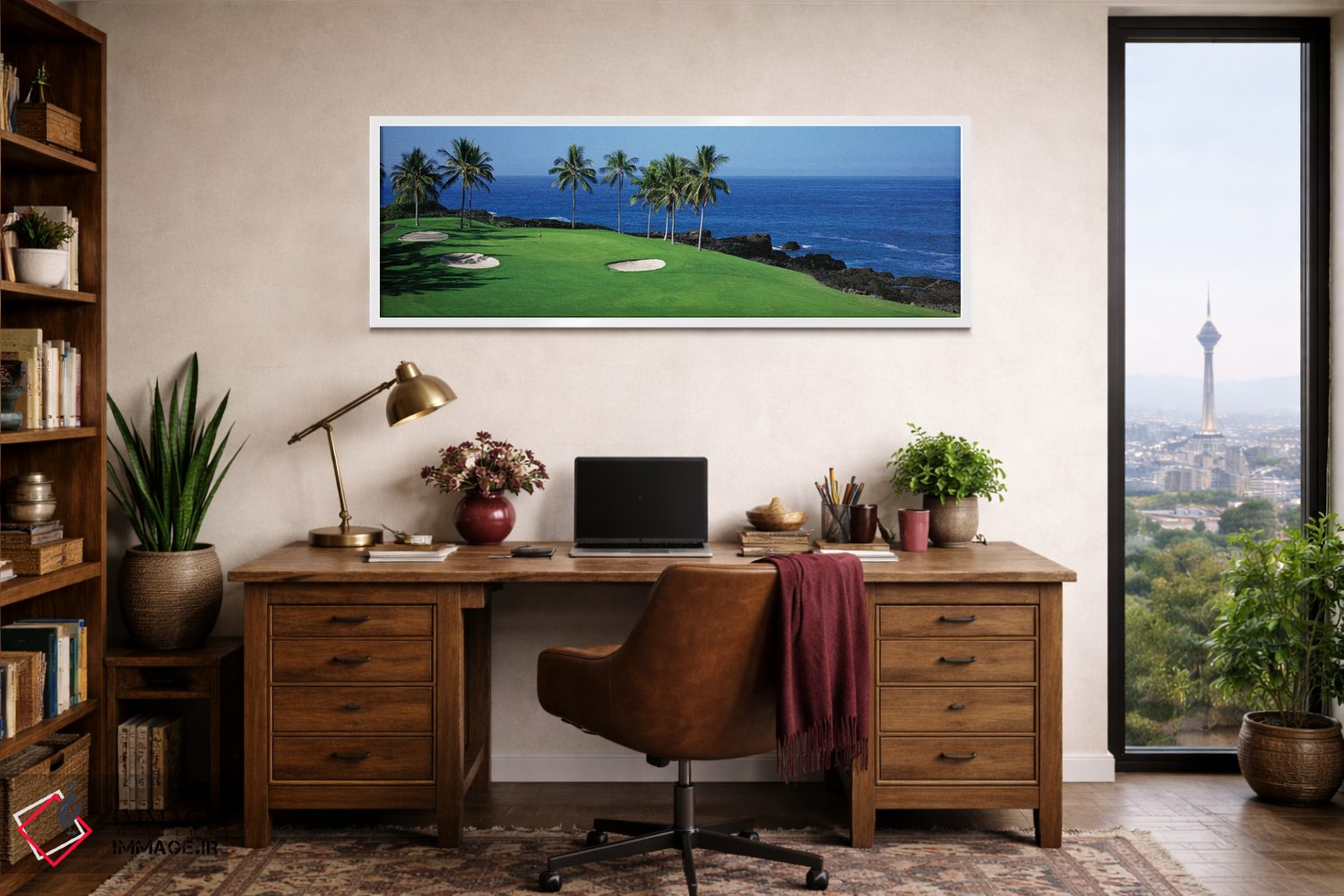 تابلو دکوراتیو زمین گلف کنار اقیانوس، کونا کانتری کلاب، کایلوآ کونا، ه… اثر پانورامیک ایمجز - D1W