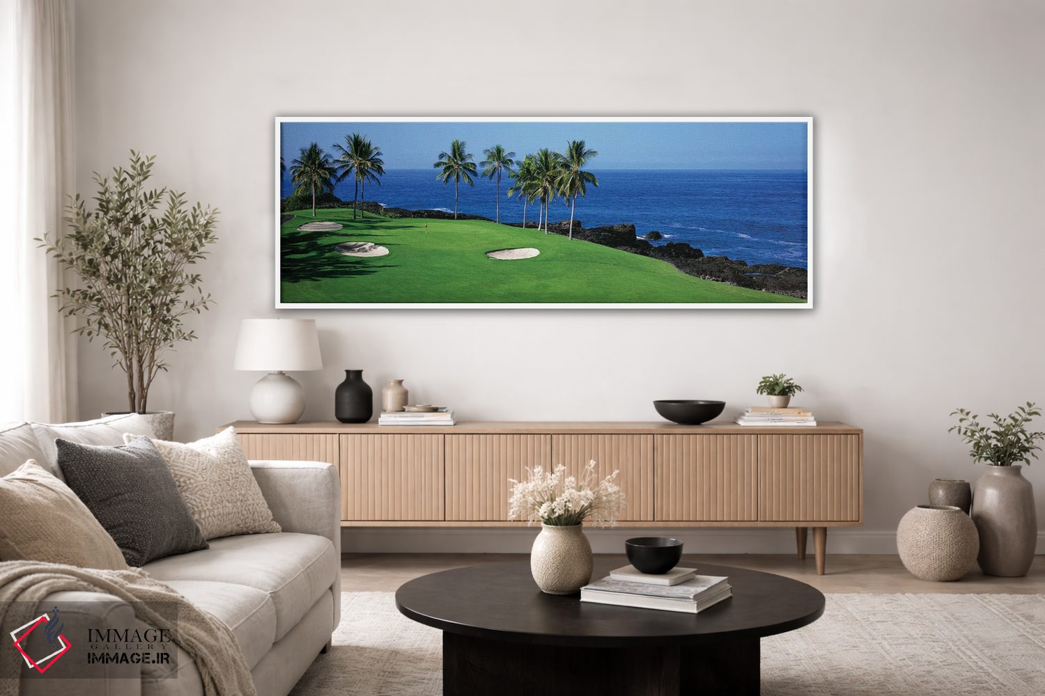 تابلو دکوراتیو زمین گلف کنار اقیانوس، کونا کانتری کلاب، کایلوآ کونا، ه… اثر پانورامیک ایمجز - D4W
