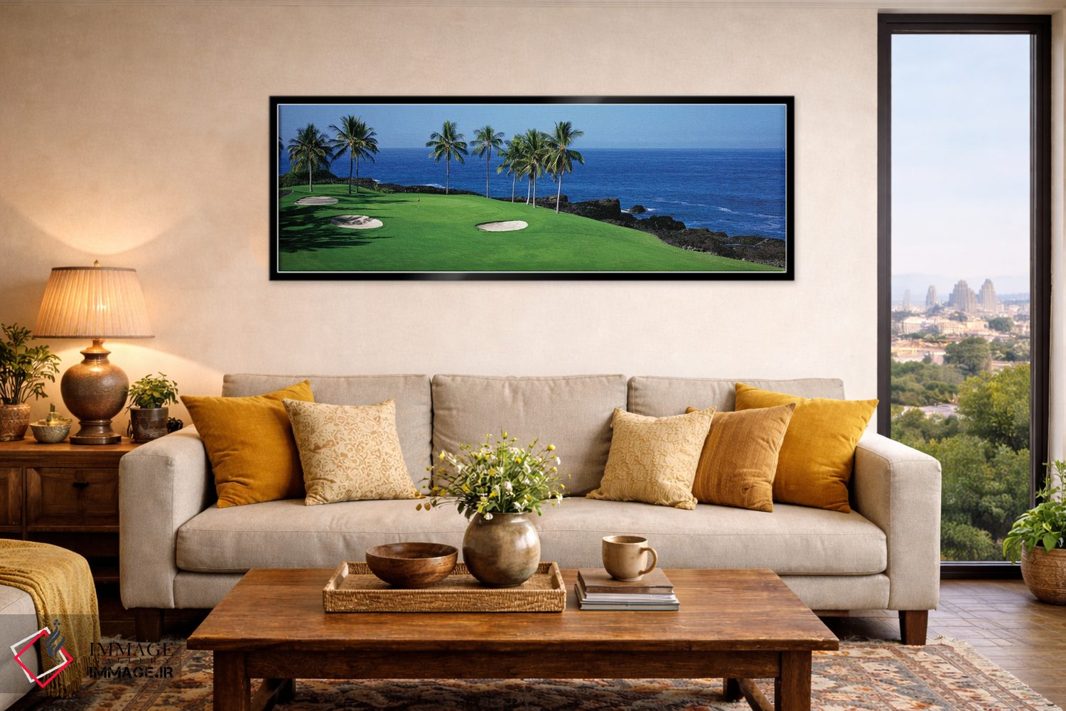 تابلو دکوراتیو زمین گلف کنار اقیانوس، کونا کانتری کلاب، کایلوآ کونا، ه… اثر پانورامیک ایمجز - D6B