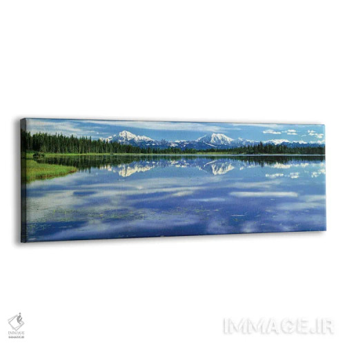 تابلو دکوراتیو Alaska, USA I,کوه مک کینلی و رشته کوه آلاسکا از دریاچه… اثر پانورامیک ایمجز - نمای پرسپکتیو محصول