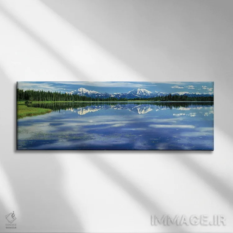 تابلو دکوراتیو Alaska, USA I,کوه مک کینلی و رشته کوه آلاسکا از دریاچه… اثر پانورامیک ایمجز - نمای روبهرو روی دیوار