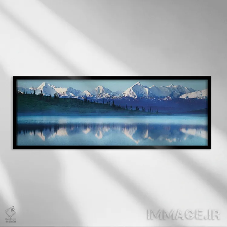 تابلو دکوراتیو Denali National Park, Alaska, USA,کوه های پوشیده از برف… اثر پانورامیک ایمجز - نمای قابدار مشکی