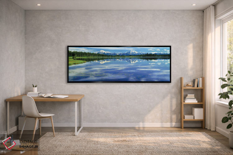 تابلو دکوراتیو Alaska, USA I,کوه مک کینلی و رشته کوه آلاسکا از دریاچه… اثر پانورامیک ایمجز - D1B