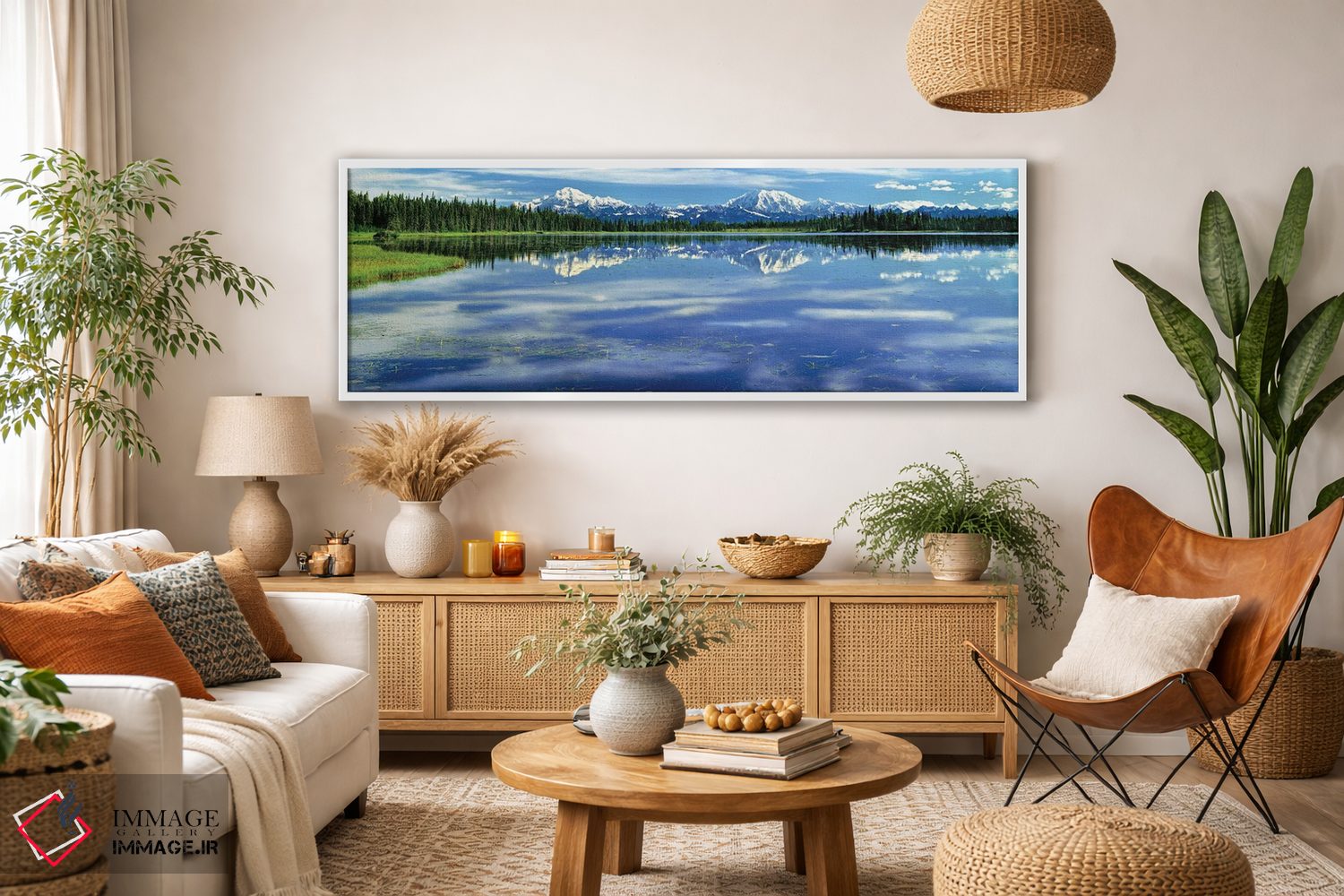 تابلو دکوراتیو Alaska, USA I,کوه مک کینلی و رشته کوه آلاسکا از دریاچه… اثر پانورامیک ایمجز - D2W