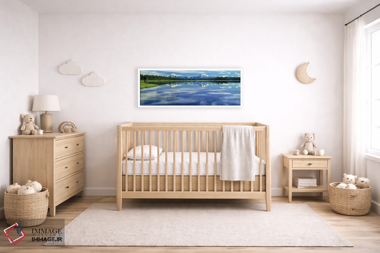 تابلو دکوراتیو Alaska, USA I,کوه مک کینلی و رشته کوه آلاسکا از دریاچه… اثر پانورامیک ایمجز - D5W