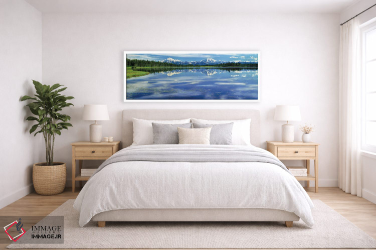 تابلو دکوراتیو Alaska, USA I,کوه مک کینلی و رشته کوه آلاسکا از دریاچه… اثر پانورامیک ایمجز - D6W