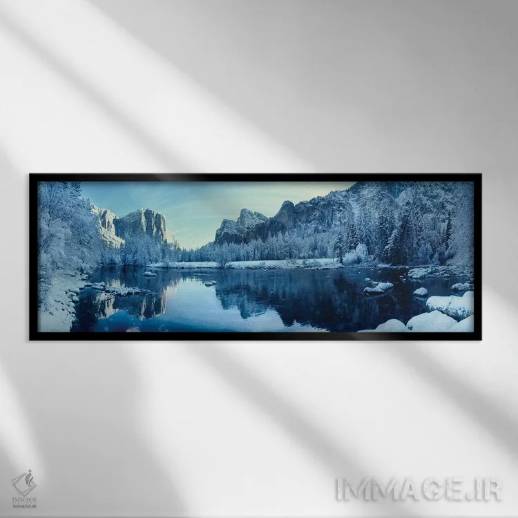 تابلو دکوراتیو دریاچه در زمستان محصور در کوه ها، پارک ملی یوسمیتی، کال… اثر پانورامیک ایمجز - نمای قابدار مشکی