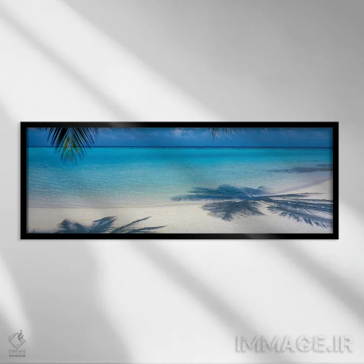 تابلو دکوراتیو لاگونا مالدیو اثر پانورامیک ایمجز - نمای قابدار مشکی