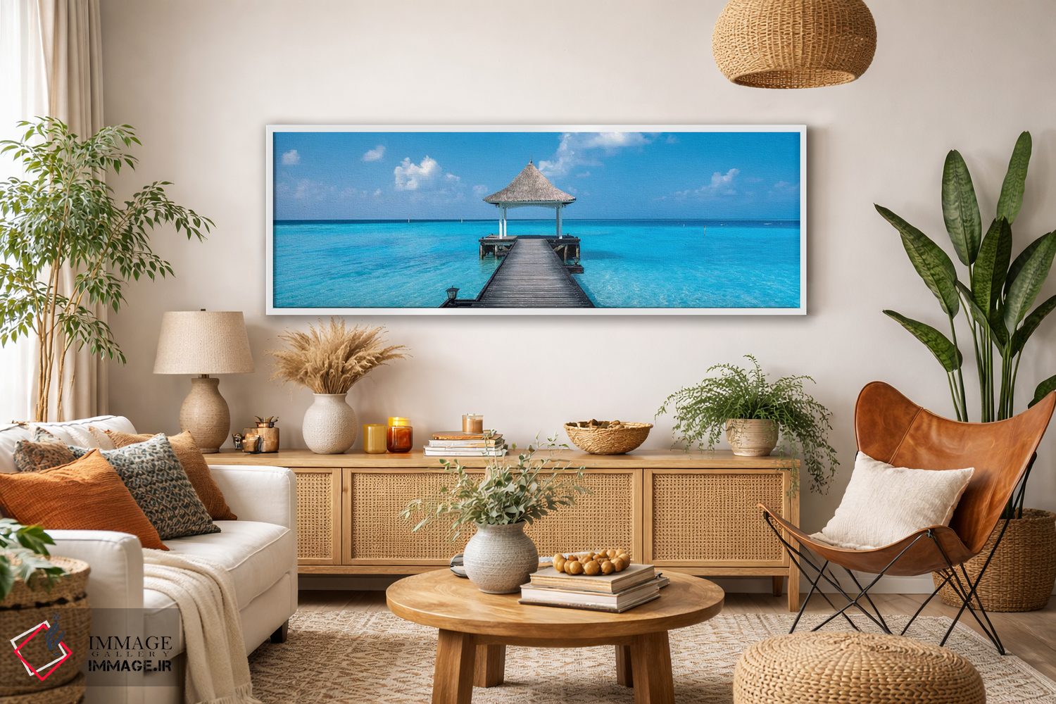 تابلو دکوراتیو ساحل و اسکله مالدیو اثر پانورامیک ایمجز - D2W