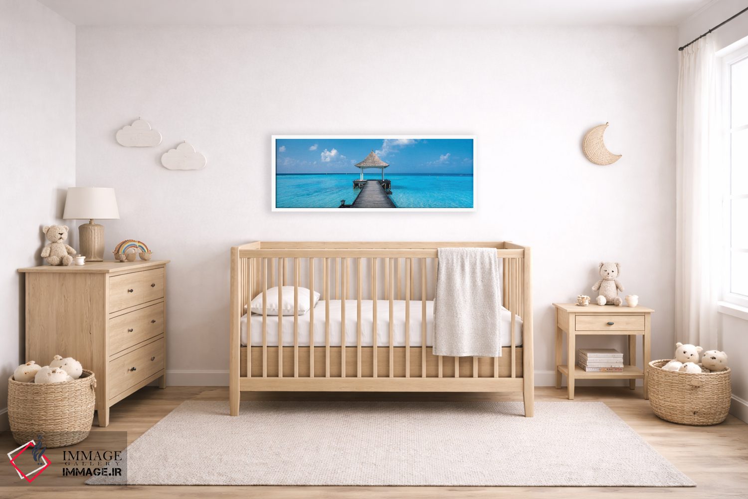 تابلو دکوراتیو ساحل و اسکله مالدیو اثر پانورامیک ایمجز - D5W