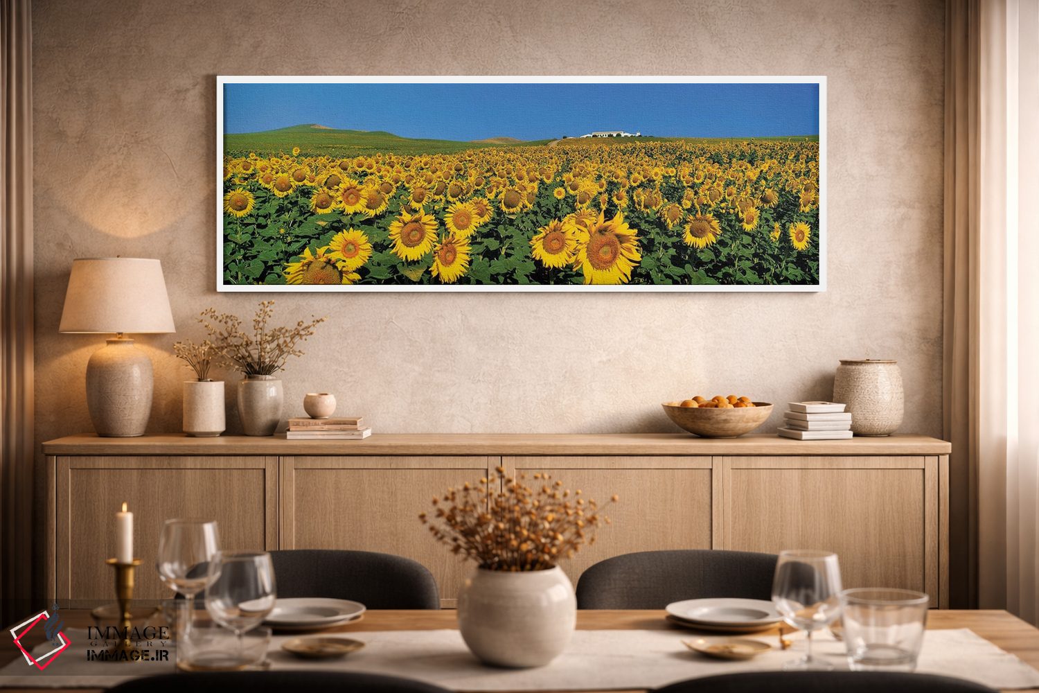 تابلو دکوراتیو مزرعه آفتابگردان، آندلس، اسپانیا اثر پانورامیک ایمجز - D1W