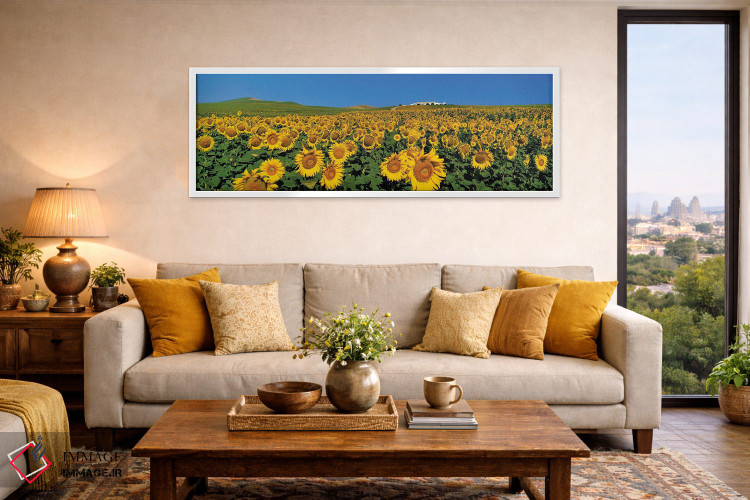 تابلو دکوراتیو مزرعه آفتابگردان، آندلس، اسپانیا اثر پانورامیک ایمجز - D3W