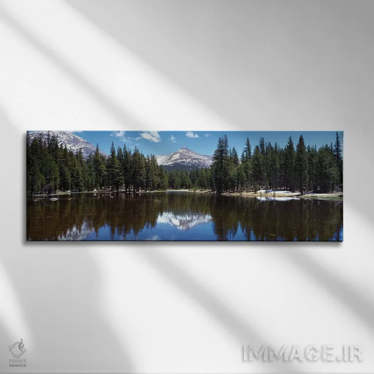 تابلو دکوراتیو انعکاس کوه ها و درختان در آب، پارک ملی یوسمیتی، کالیفرن… اثر پانورامیک ایمجز - نمای روبهرو روی دیوار