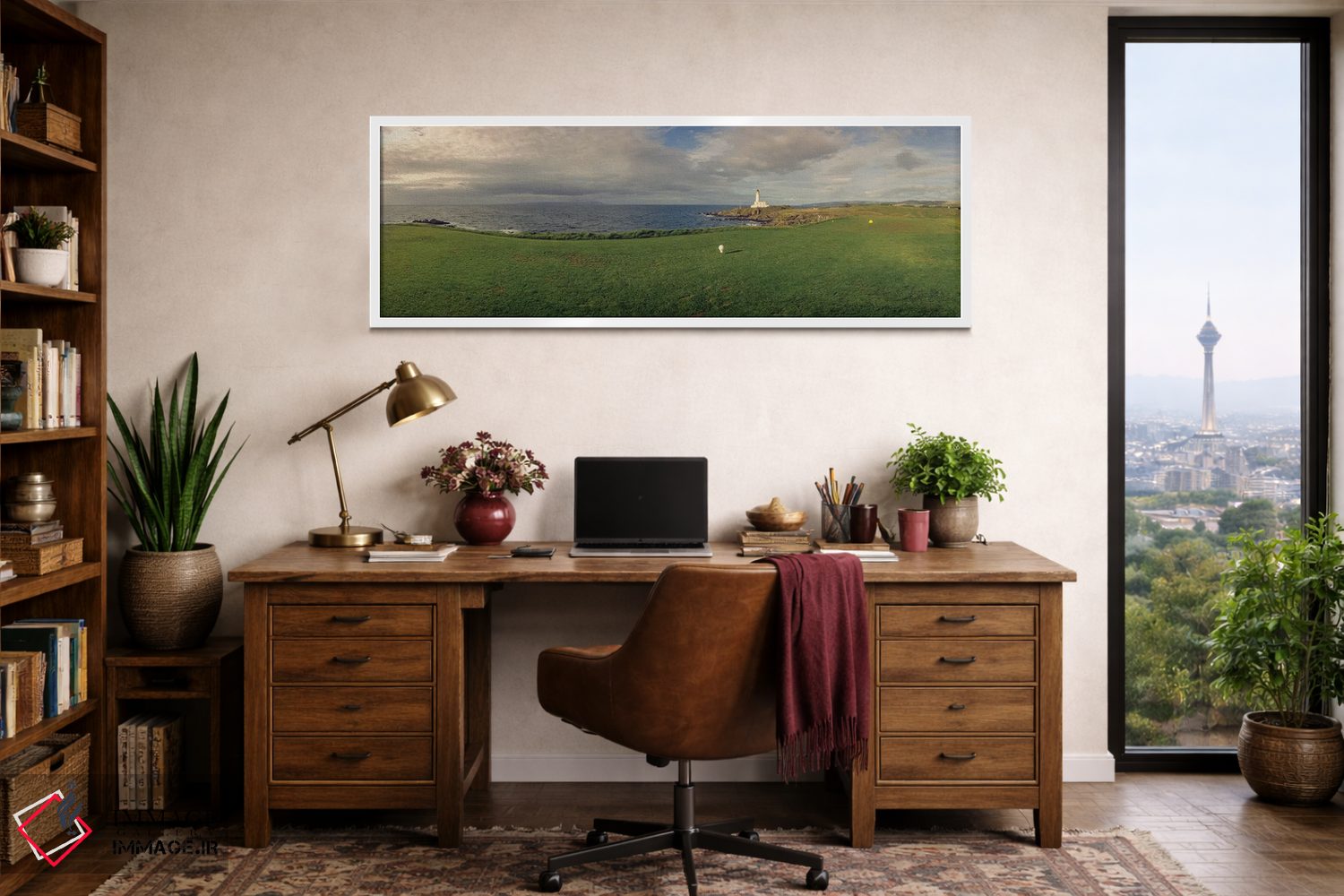 تابلو دکوراتیو زمین گلف با فانوس دریایی در پس زمینه، ترن بری، آیرشر جن… اثر پانورامیک ایمجز - D2W