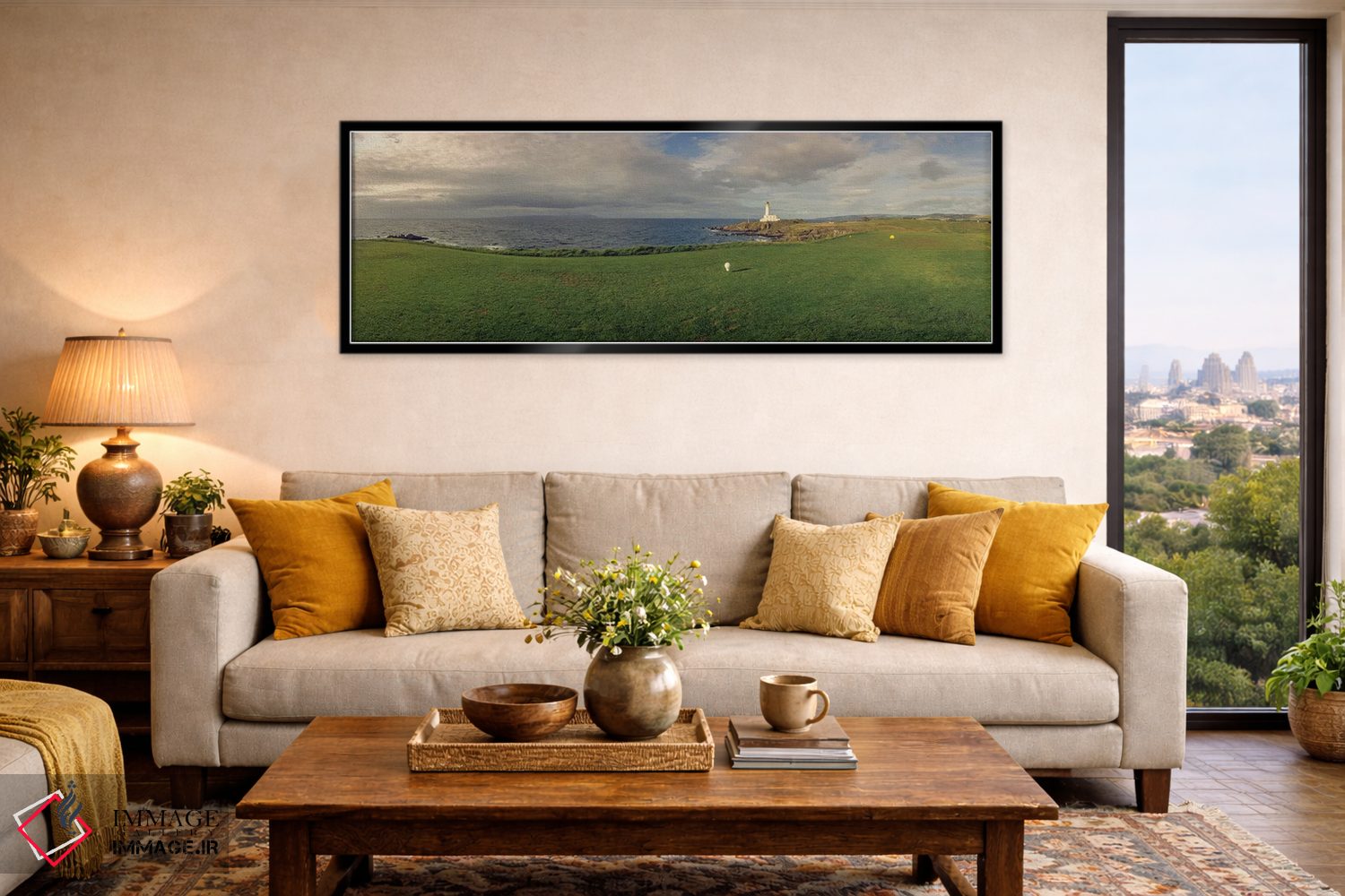 تابلو دکوراتیو زمین گلف با فانوس دریایی در پس زمینه، ترن بری، آیرشر جن… اثر پانورامیک ایمجز - D6B