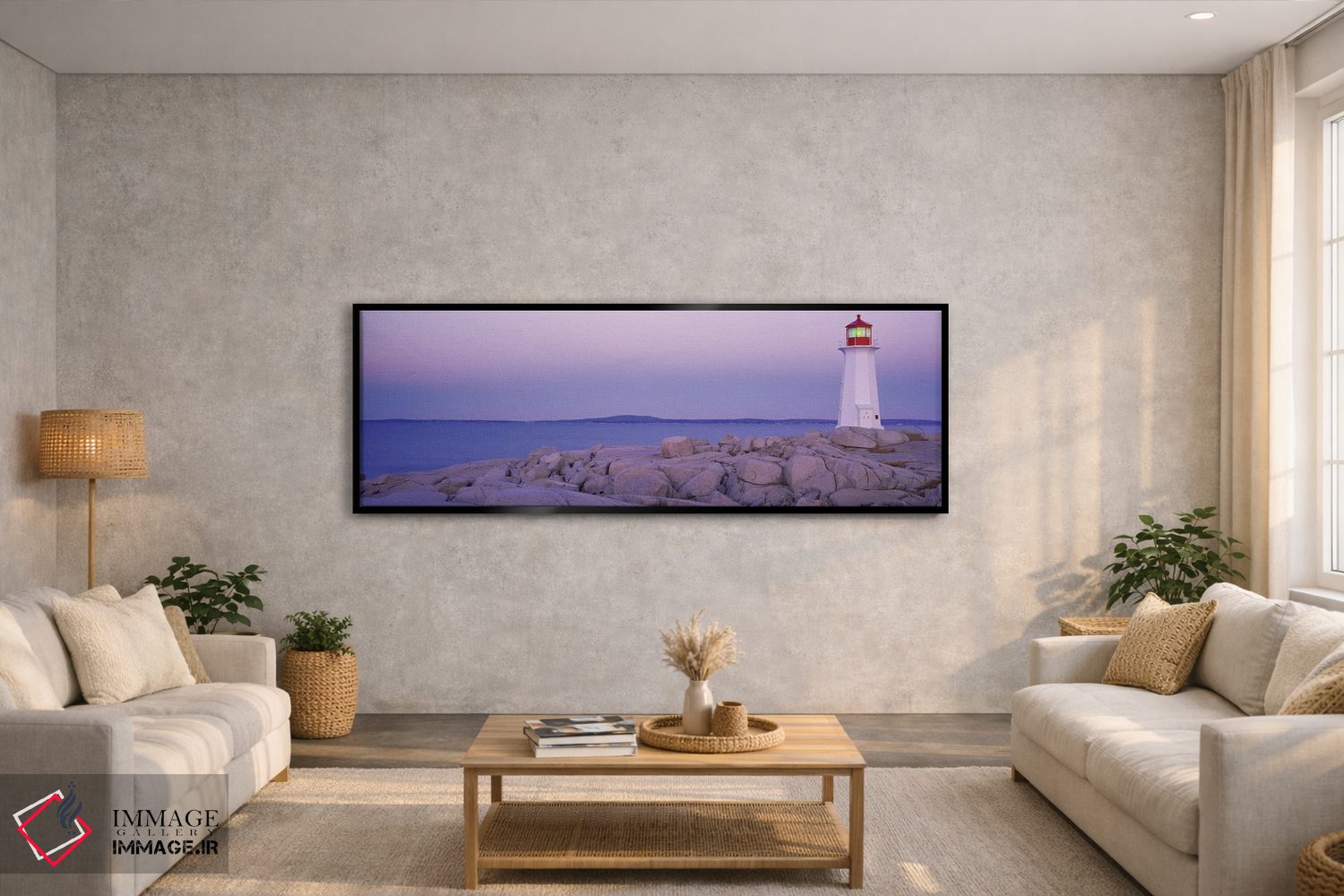 تابلو دکوراتیو فانوس دریایی در ساحل، فانوس دریایی پگی پوینت، پگی کو، ش… اثر پانورامیک ایمجز - D3B