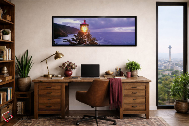 تابلو دکوراتیو فانوس دریایی در یک ساحل، فانوس دریایی هستا هد، هستا هد… اثر پانورامیک ایمجز - D2B