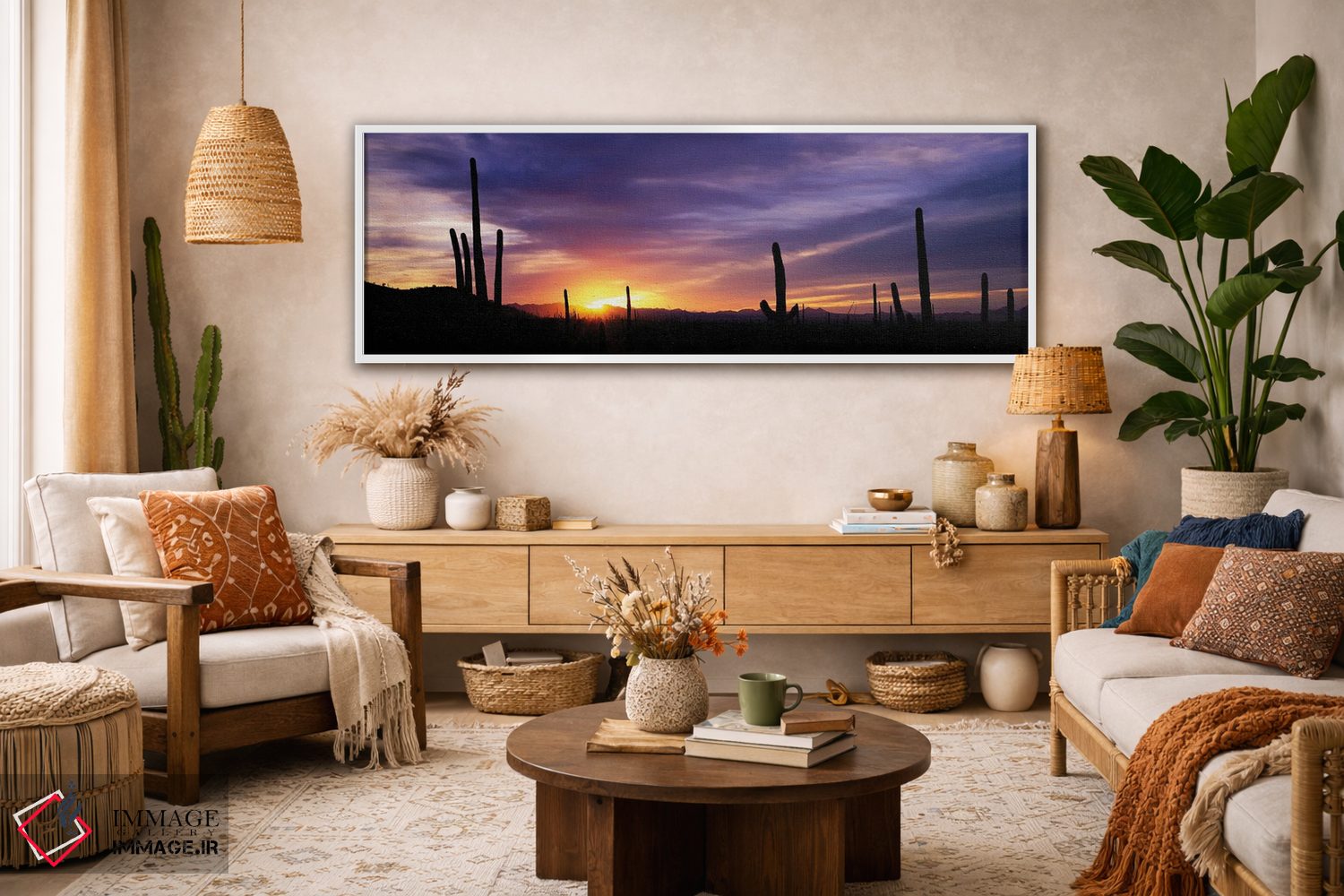 تابلو دکوراتیو غروب صحرا، پارک ملی ساگوارو، آریزونا، ایالات متحده آمری… اثر پانورامیک ایمجز - D1W