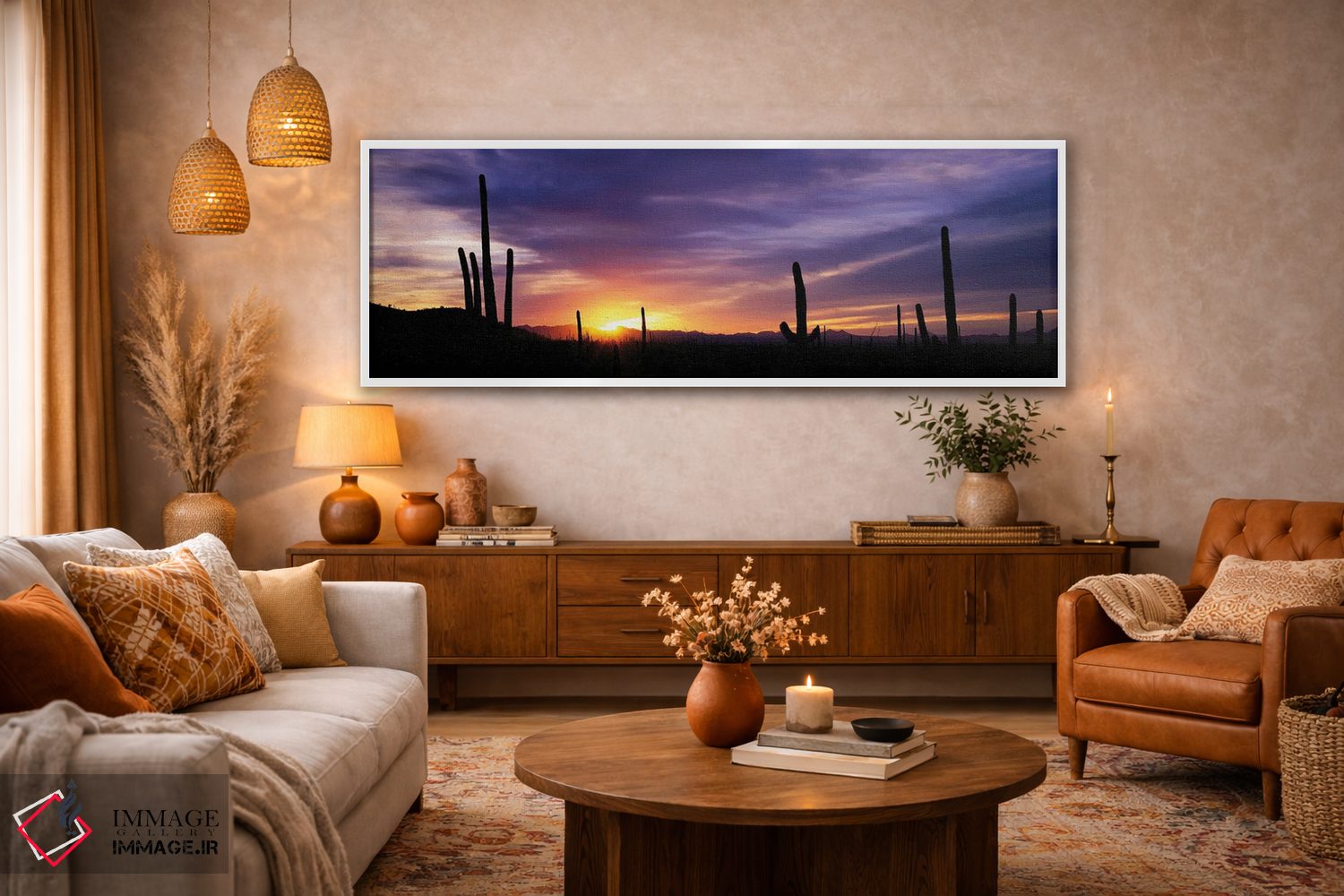 تابلو دکوراتیو غروب صحرا، پارک ملی ساگوارو، آریزونا، ایالات متحده آمری… اثر پانورامیک ایمجز - D4W