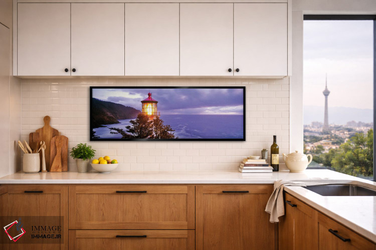 تابلو دکوراتیو فانوس دریایی در یک ساحل، فانوس دریایی هستا هد، هستا هد… اثر پانورامیک ایمجز - D5B