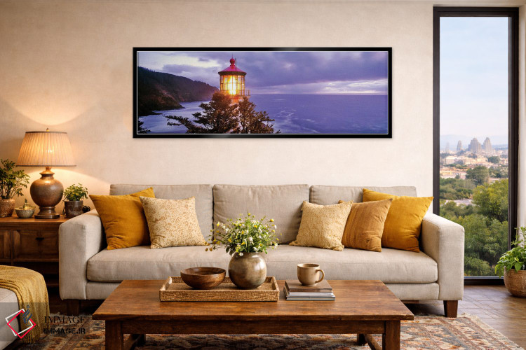 تابلو دکوراتیو فانوس دریایی در یک ساحل، فانوس دریایی هستا هد، هستا هد… اثر پانورامیک ایمجز - D6B