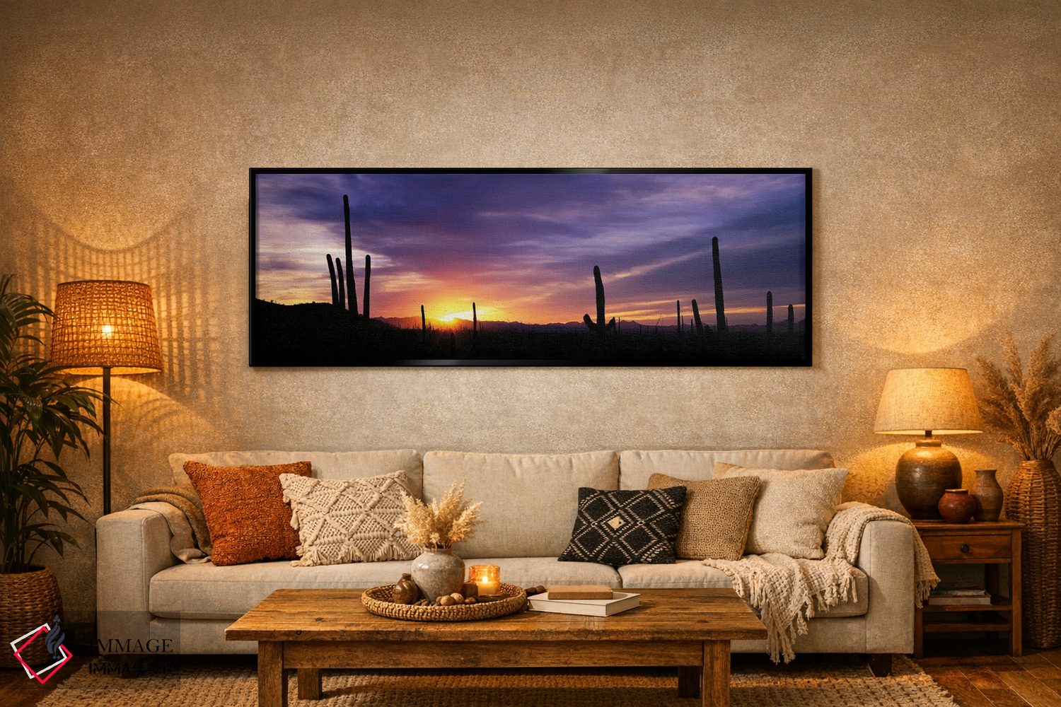 تابلو دکوراتیو غروب صحرا، پارک ملی ساگوارو، آریزونا، ایالات متحده آمری… اثر پانورامیک ایمجز - D6B