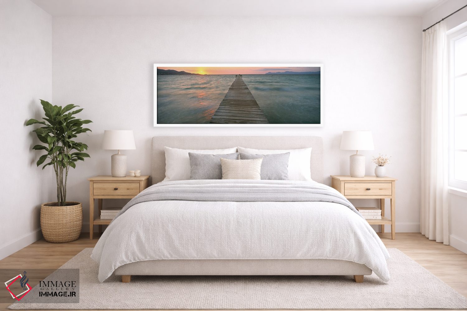 تابلو دکوراتیو اسکله در غروب در دریا، آلکودیا، مایورکا، اسپانیا اثر پانورامیک ایمجز - D4W