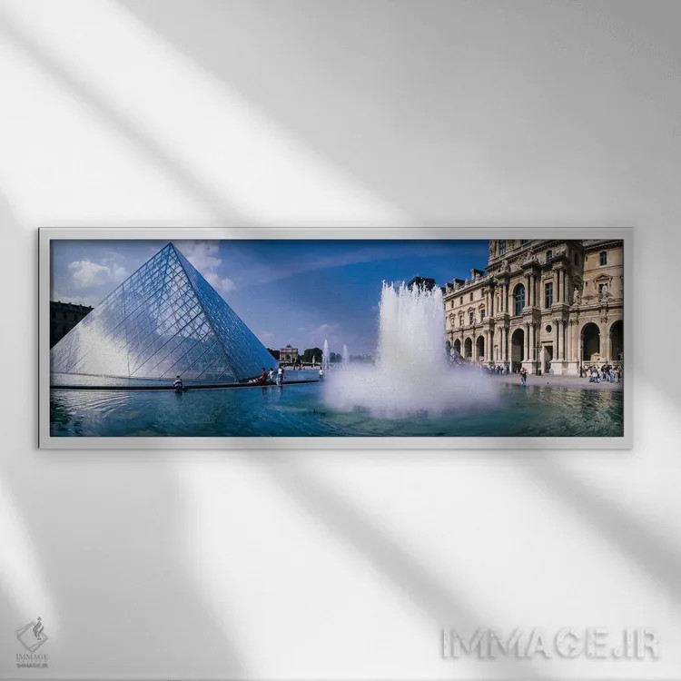 تابلو دکوراتیو Louvre Museum, Paris, France" - "بیرونی، موزه لوور، پار… اثر پانورامیک ایمجز - نمای قابدار سفید