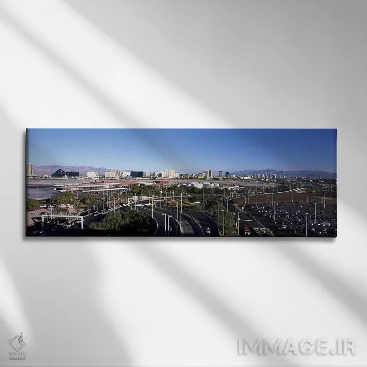 تابلو دکوراتیو Las Vegas, Clark County, Nevada, USA,جاده های شهری با ف… اثر پانورامیک ایمجز - نمای روبهرو روی دیوار