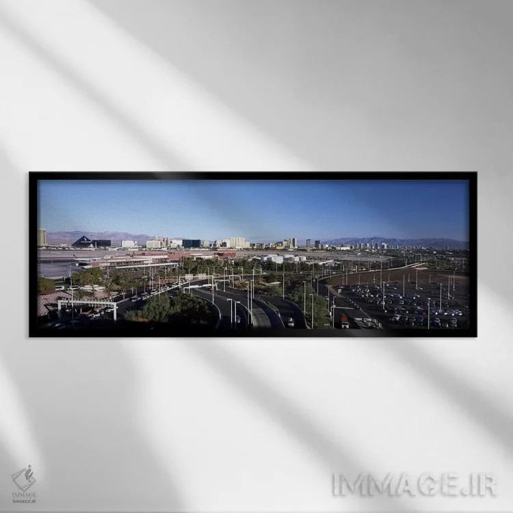 تابلو دکوراتیو Las Vegas, Clark County, Nevada, USA,جاده های شهری با ف… اثر پانورامیک ایمجز - نمای قابدار مشکی