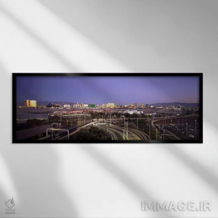 تابلو دکوراتیو Las Vegas, Clark County, Nevada, USA,جاده های شهری با ف… اثر پانورامیک ایمجز - نمای قابدار مشکی