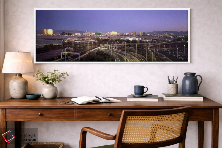 تابلو دکوراتیو Las Vegas, Clark County, Nevada, USA,جاده های شهری با ف… اثر پانورامیک ایمجز - D1W