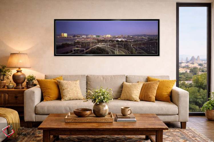 تابلو دکوراتیو Las Vegas, Clark County, Nevada, USA,جاده های شهری با ف… اثر پانورامیک ایمجز - D6B