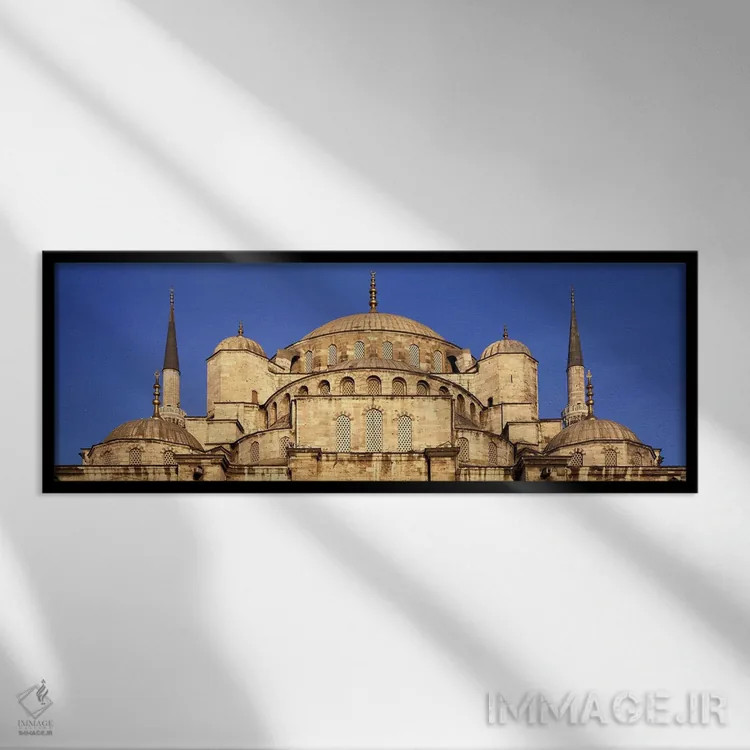 تابلو دکوراتیو Blue Mosque, Istanbul, Turkey,نمای زاویه پایین از مسجد… اثر پانورامیک ایمجز - نمای قابدار مشکی
