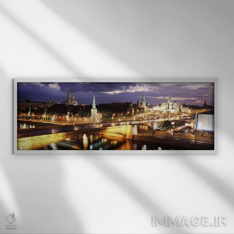 تابلو دکوراتیو Moscow, Russia,منظره شبانه از میدان سرخ و معماری اطراف… اثر پانورامیک ایمجز - نمای قابدار سفید