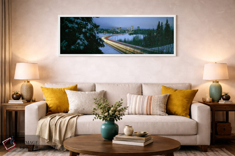 تابلو دکوراتیو distant city lights, frozen Westchester Lagoon, Anchora… اثر پانورامیک ایمجز - D1W