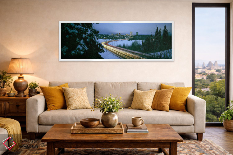 تابلو دکوراتیو distant city lights, frozen Westchester Lagoon, Anchora… اثر پانورامیک ایمجز - D3W