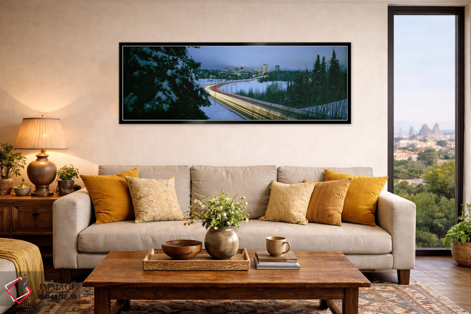 تابلو دکوراتیو distant city lights, frozen Westchester Lagoon, Anchora… اثر پانورامیک ایمجز - D6B