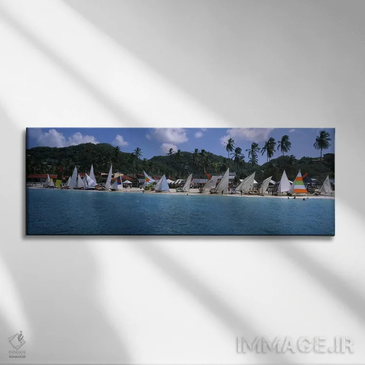 تابلو دکوراتیو Grand Anse Beach, St. George Parish, Grenada,قایق های ک… اثر پانورامیک ایمجز - نمای روبهرو روی دیوار