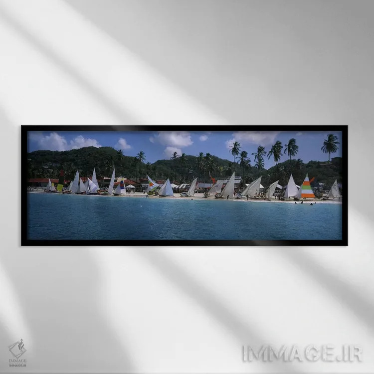 تابلو دکوراتیو Grand Anse Beach, St. George Parish, Grenada,قایق های ک… اثر پانورامیک ایمجز - نمای قابدار مشکی