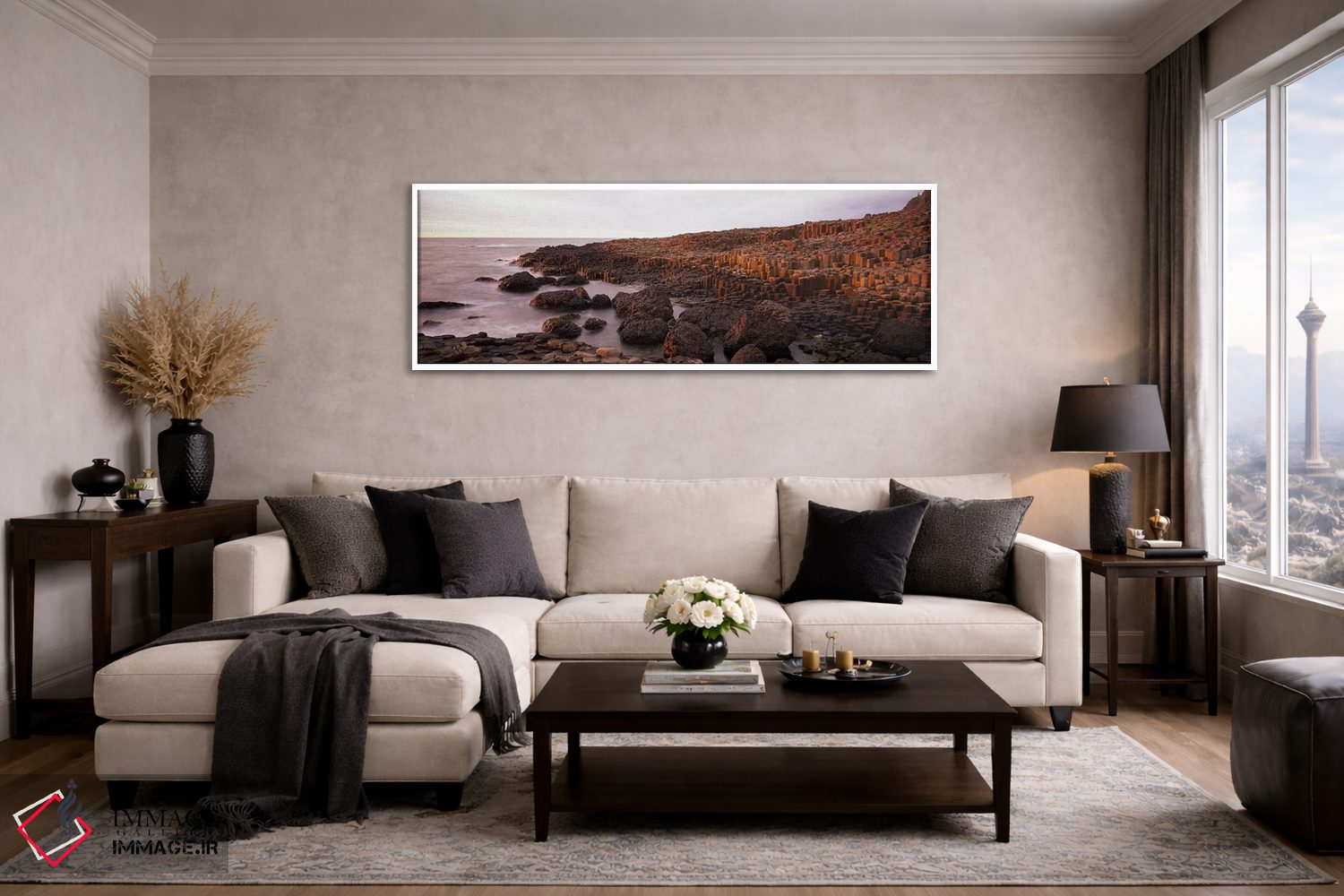 تابلو دکوراتیو Antrim Coast, Northern Ireland.,ستون های بازالتی جاده غ… اثر پانورامیک ایمجز - D4W