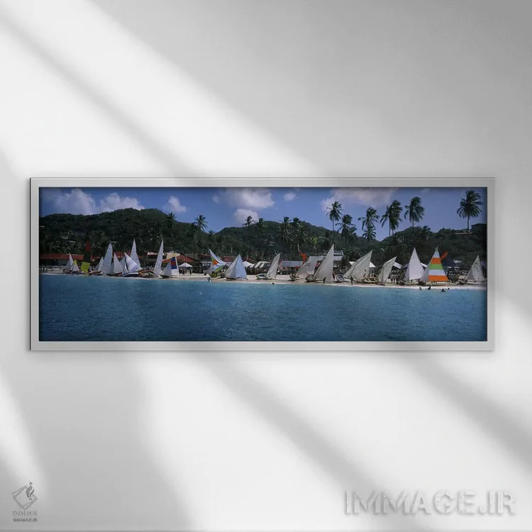 تابلو دکوراتیو Grand Anse Beach, St. George Parish, Grenada,قایق های ک… اثر پانورامیک ایمجز - نمای قابدار سفید