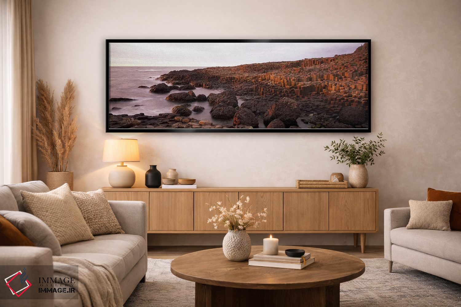 تابلو دکوراتیو Antrim Coast, Northern Ireland.,ستون های بازالتی جاده غ… اثر پانورامیک ایمجز - D5B