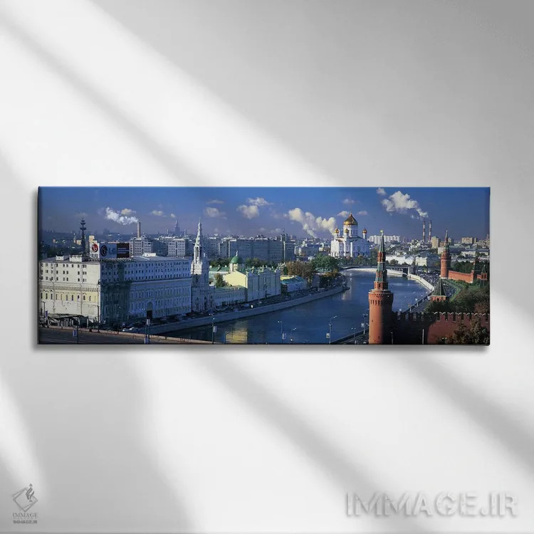 تابلو دکوراتیو Moskva River, Moscow, Russia,ساختمان ها در کنار آب، رود… اثر پانورامیک ایمجز - نمای روبهرو روی دیوار