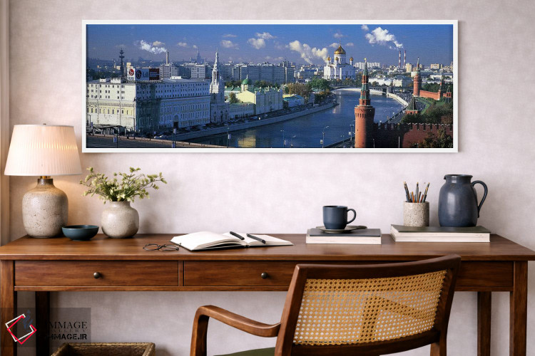 تابلو دکوراتیو Moskva River, Moscow, Russia,ساختمان ها در کنار آب، رود… اثر پانورامیک ایمجز - D1W