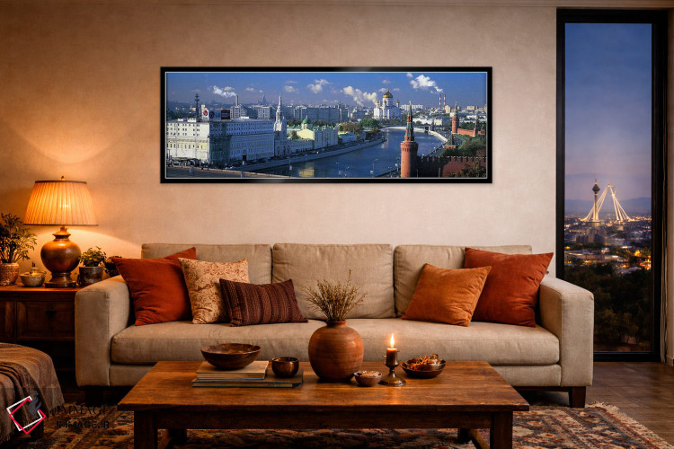 تابلو دکوراتیو Moskva River, Moscow, Russia,ساختمان ها در کنار آب، رود… اثر پانورامیک ایمجز - D5B