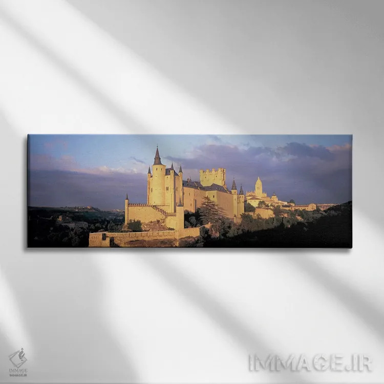 تابلو دکوراتیو Alcazar Castle, Old Castile, Segovia, Madrid Province… اثر پانورامیک ایمجز - نمای روبهرو روی دیوار